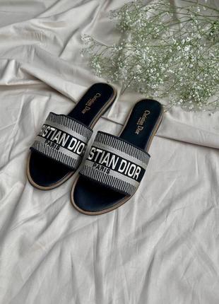 Шльопанці жіночі  christian dior pantss black beige