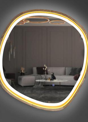 Дзеркало асиметричне з led-підсвіткою та сенсором luxury wood miro 70х70 см ясен темний