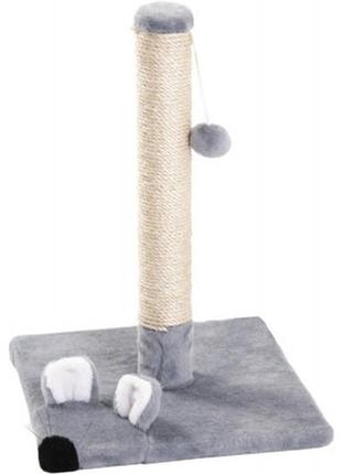 Дряпка (когтеточка) для котов природа мышка столбик 50 см (серая) (4823082403752) - топ продаж!1 фото