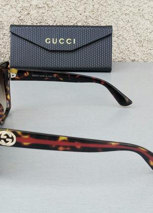 Gucci жіночі сонцезахисні окуляри великі коричневі тигрові з градієнтом4 фото