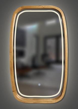 Зеркало прямоугольное с led-подсветкой и сенсором luxury wood new art 45х75 см дуб натуральный