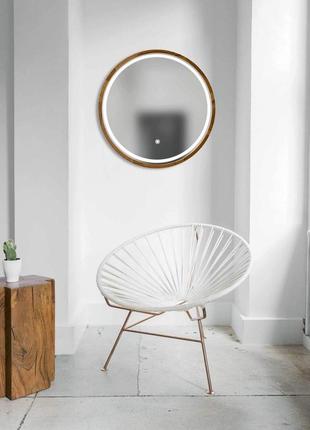 Зеркало круглое с led-подсветкой и сенсором luxury wood perfection 50х50 см орех натуральный