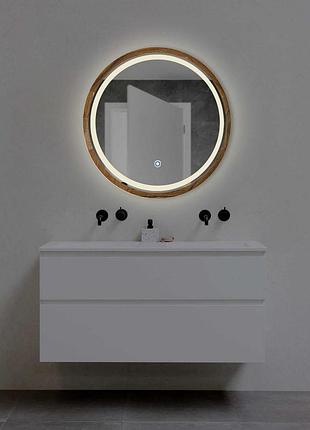 Зеркало круглое с led-подсветкой и сенсором luxury wood perfection 50х50 см орех натуральный