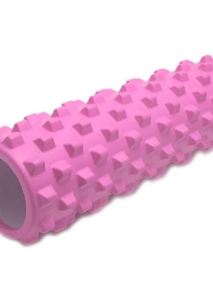 Масажний ролик шипований для спини та тіла мфр rollerua 45 см рожевий