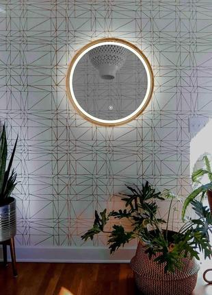 Дзеркало кругле з led-підсвіткою та сенсором luxury wood perfection 50х50 см дуб натуральний4 фото