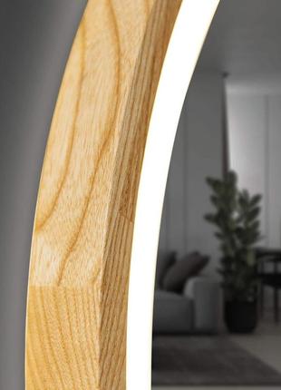 Дзеркало кругле з led-підсвіткою та сенсором luxury wood perfection 50х50 см дуб натуральний8 фото