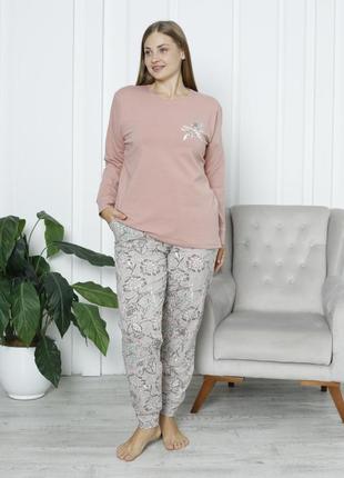 Піжама жіноча з штанами бавовняна розмір 2xl, 3xl, 4xl, 5xl