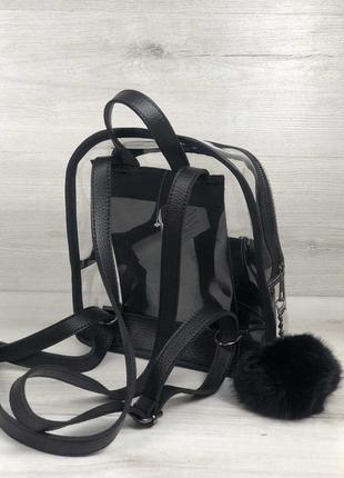 Стильный женский рюкзак черный (силиконовый)5 фото