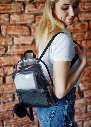 Стильный женский рюкзак черный (силиконовый)1 фото