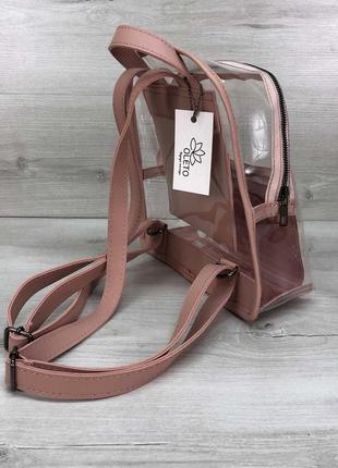 Модный силиконовый рюкзак с принтом розовый3 фото
