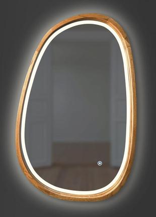 Зеркало асимметричное с led-подсветкой и сенсором luxury wood dali 50х80 см ясень темный