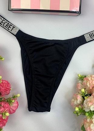 Трусики женские victoria's secret бразилианы, женские труси виктория сикрет со стразами черные