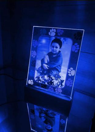 Фотоночник с дизайном команда щенячий патруль и регулируемой подсветкой (принт 001)