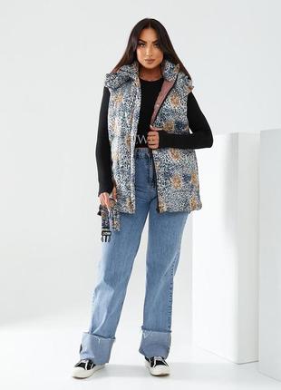 Жіноча тепла жилетка vizavi стильна зимова безрукавка з капюшоном6 фото