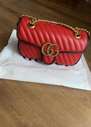 Сумка кроссбоди gucci marmont кожаная2 фото