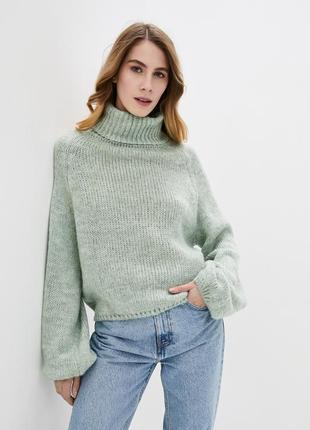 Ніжний в'язаний вовняний светр з високим коміром6 фото