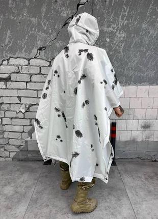 Маскировочный армейский белый дождевик зимний маскхалат водонепроницаемый зимний костюм с капюшоном4 фото