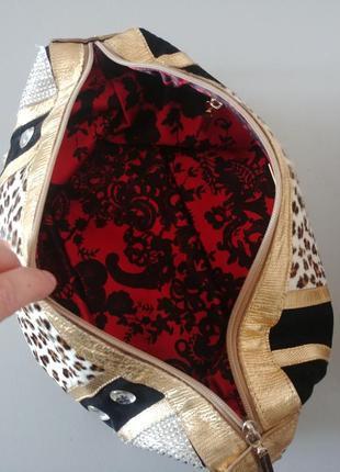 Дизайнерская сумка beverly feldman испания натуральная кожа золото, мех пони, цепь6 фото