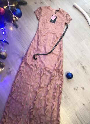 Кружевное платье с разрезом, кружевное вечернее платье миди, вечернее длинное платье,4 фото