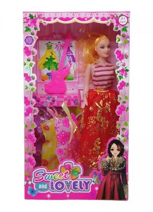 Кукла с набором одежды "sweet and lovely", красная юбка