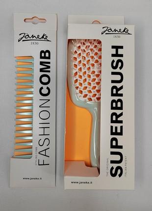 Набор расческа janeke superbrush + гребень janeke fashion comb мятная цвет тифани