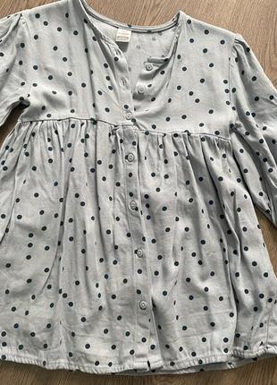 Платье голубое в горох р 98-104