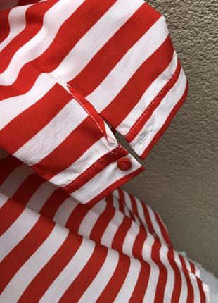 Удлиненная блуза,рубаха,туника в красно-белую полоску,большого размера. tu4 фото