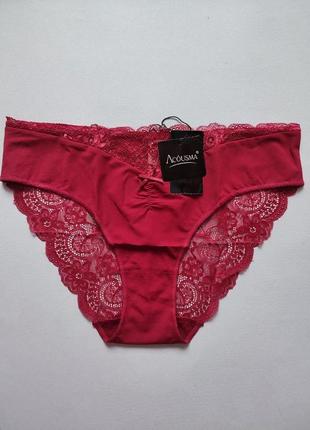 Вишевые трусики слип ажурные acousma средней посадки