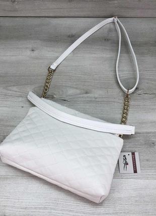 Молодежная женская сумка-клатч белая2 фото