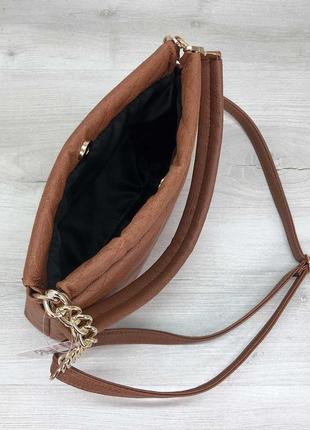 Молодежная женская сумка-клатч коричневая5 фото
