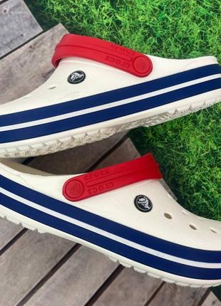 Сабо кроксы crocs crocband white/blue все размеры в наличии