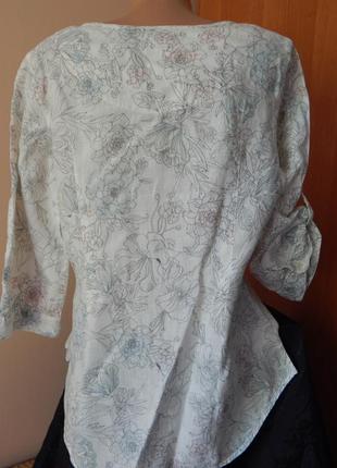 Льняная блуза в цветочек4 фото