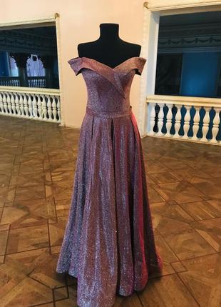 Шикарное вечернее выпускное блестящее платье