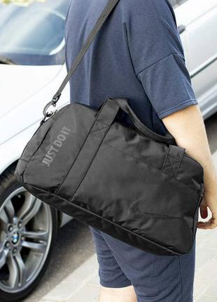 Молодежная спортивная сумка nike just do it black черная текстильная для спортзала и фитнеса на 27л6 фото