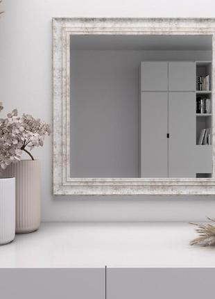 Зеркало квадратное для ванны x 72х72 универсальное настенное для спальни, зеркало в белой раме красивое