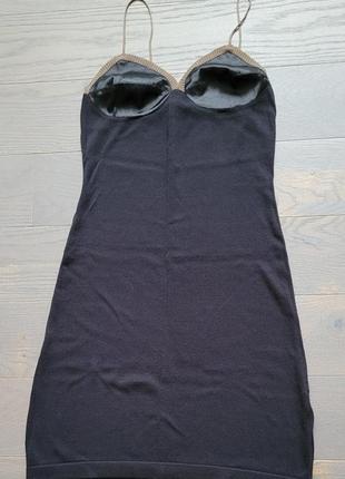 Платье комбинация черное с атласным лифом sisley m