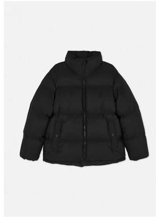 Куртка пуфер зимовий xs чорний чорна тепла дута стильна3 фото