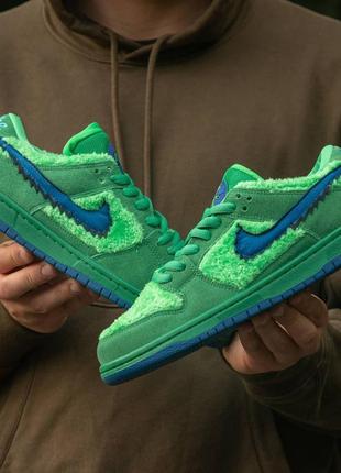 Зимние кроссовки nike sb dunk low grateful dead bears green натуральная замша и мех