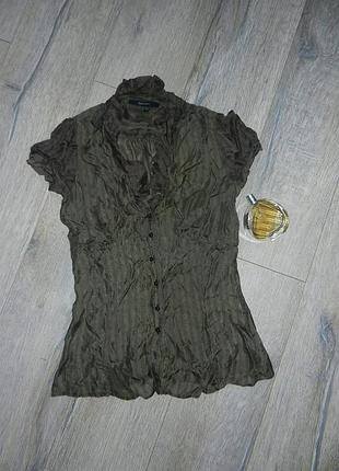 36-38/xs-s*zara*, шелковая оливковое блуза цвет хаки,натуральный шелк!