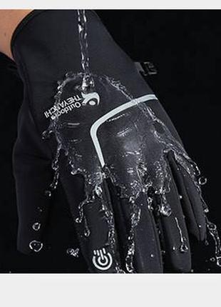 Молодежные спортивные теплые непромокаемые перчатки варежки6 фото