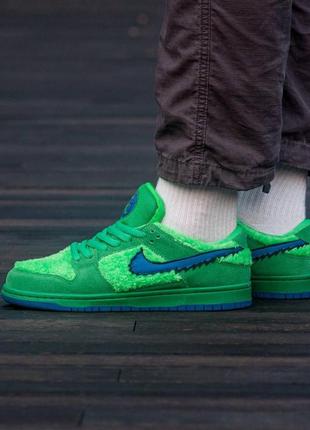 Зимние кроссовки nike sb dunk low grateful dead bears green натуральные замша и мех