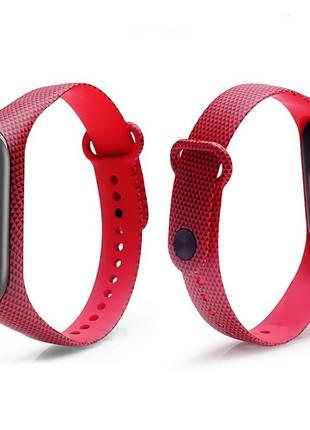 Ремешок для фитнес-браслета xiaomi mi band 3 и 4 красный питон1 фото