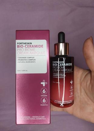 Крем-сыворотка для лица с керамидами - fortheskin bio ceramide pro biome cream ampoule, 50 мл