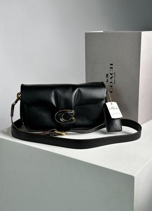 Сумка бренд із натуральної шкіри coach pillow tabby 26 leather shoulder bag black