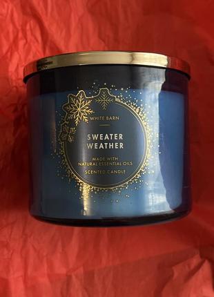 Свічка на 3 гноти bath and body works sweater weather