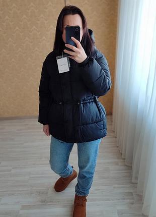 Класна тепла жіноча куртка пуховик із капюшоном зима. m l xl