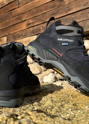 Спортивные кожаные ботинки, кроссовки термо salomon contagrip gore-tex denim