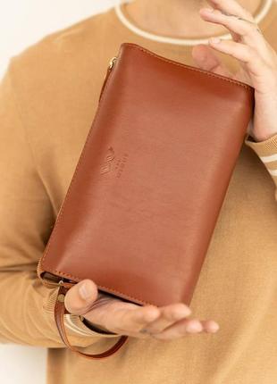 Клатч шкіряний на блискавці світло-коричневий крас mlatch