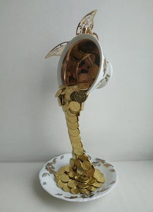Парьчая чашка летающая кружка монеты сувенир декор статуэтка сувенир статуэтка подарок подарок