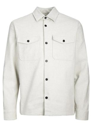 Коттоновая рубашка-куртка в молочном цвете из фактурной ткани от jack&amp;jones6 фото